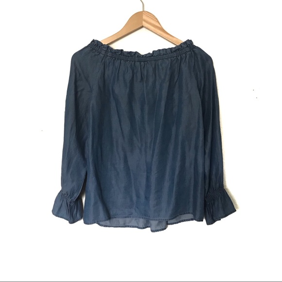 Walter Baker Chambray Off the Shoulder Top Small - Picture 3 of 7